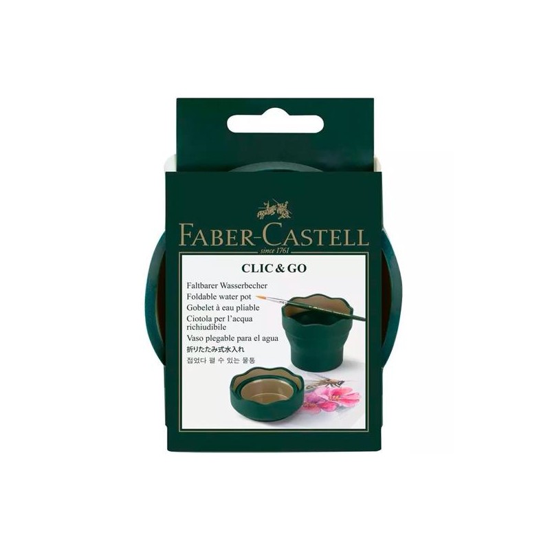 FABER CASTELL VASO PLEGABLE PARA EL AGUA CLIC&GO VERDE OSCURO