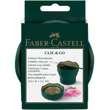 FABER CASTELL VASO PLEGABLE PARA EL AGUA CLIC&GO VERDE OSCURO