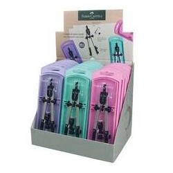 FABER CASTELL COMPÁS ARTICULADO DE AJUSTE RÁPIDO Y ADAPTADOR UNIVERSAL 17MCM C/RECAMBIO PASTEL COLORES SURTIDOS