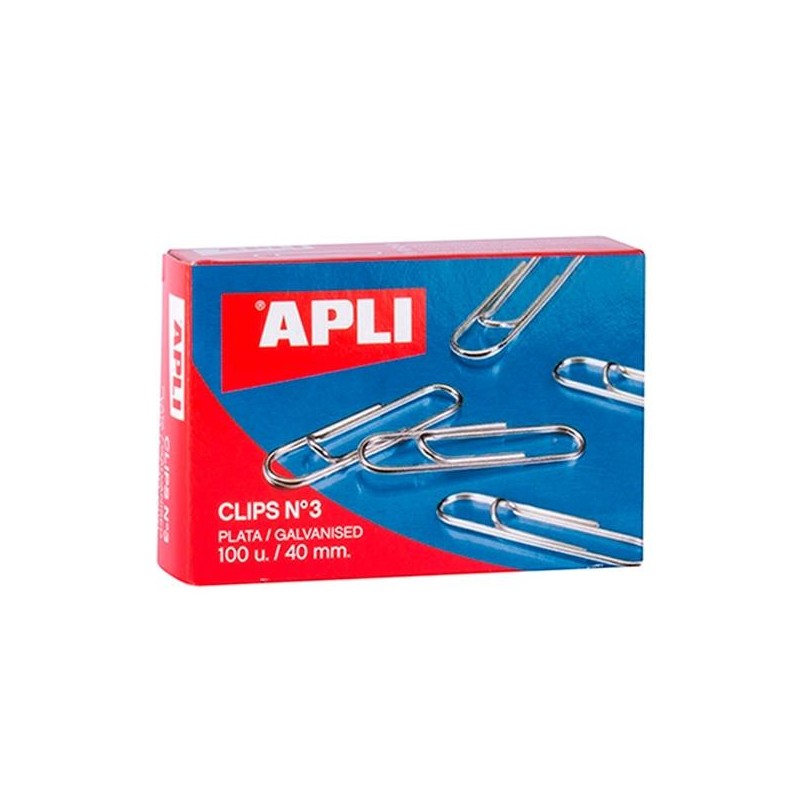 APLI CLIPS PLATEADOS Nº 3 - 40MM CAJA DE 100 -10 CAJAS-
