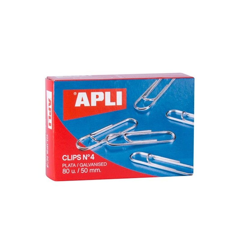 APLI CLIPS PLATEADOS Nº 4 - 50MM CAJA DE 80 -10 CAJAS-