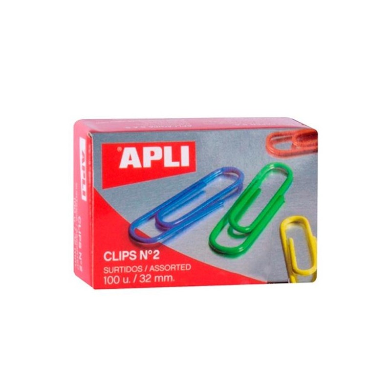 APLI CLIPS COLORES Nº 2 - 32MM CAJA 100 UD C/SURTIDOS