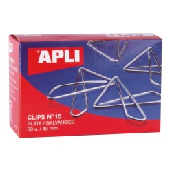 APLI CLIPS MARIPOSA Nº 10 - 40MM CAJA 50 UD PLATEADOS