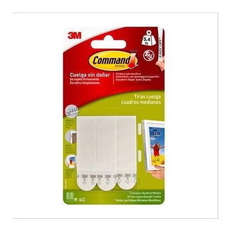 3M COMMAND TIRAS CUELGA CUADROS BLANCAS MEDIANAS