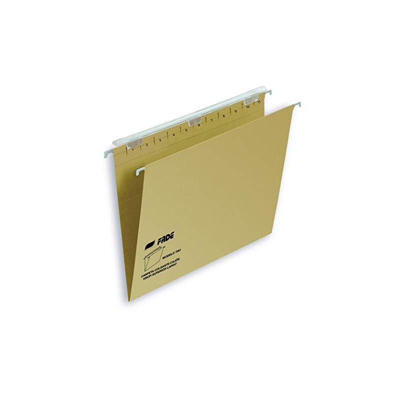 FADE CARPETA COLGANTE VISOR SUPERIOR LARGO TIKI KRAFT CARTULINA FOLIO CON ETIQUETAS -25U-