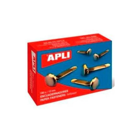 APLI ENCUADERNADORES METÁLICOS SIN ARANDELA DORADOS 12MM - 100UD-