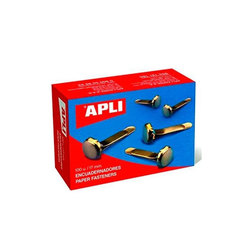 APLI ENCUADERNADORES METÁLICOS SIN ARANDELA DORADOS 17MM - 100UD-