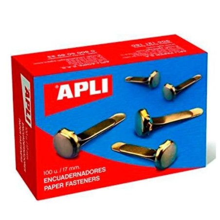 APLI ENCUADERNADORES METÁLICOS SIN ARANDELA DORADOS 17MM - 100UD-