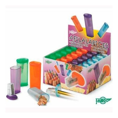 FAIBO AFILALÁPICES CON DEPÓSITO PARA LÁPICES FINOS C/SURTIDOS EXPOSITOR 20 UD