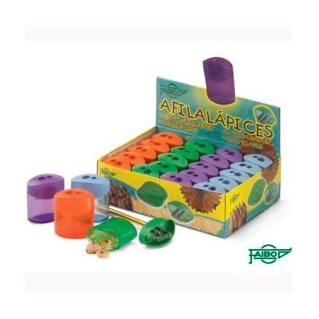 FAIBO AFILALÁPICES CON DEPÓSITO DOBLE USO PAR LÁPICES FINOS Y GRUESOS C/SURTIDOS EXPOSITOR 20 UD