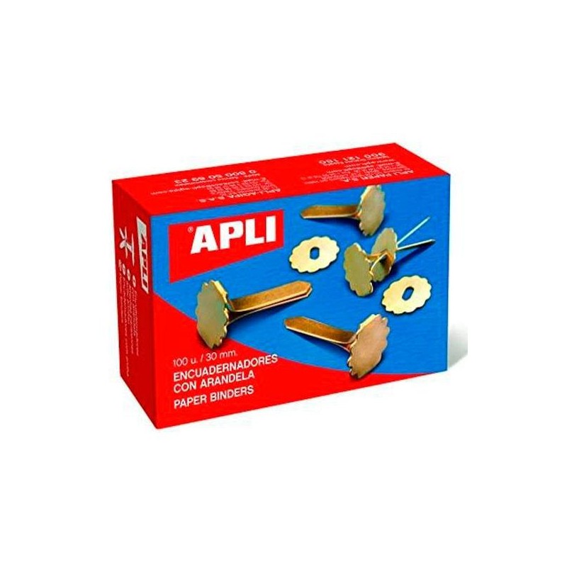 APLI ENCUADERNADORES METÁLICOS CON ARANDELA DORADOS 30MM - 100UD-