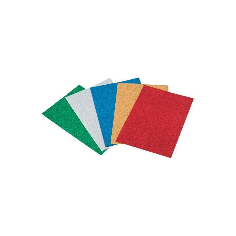 FAIBO GOMA EVA 40X60CM GROSOR 2MM PURPURINA COLORES SURTIDOS BOLSA 5 UD