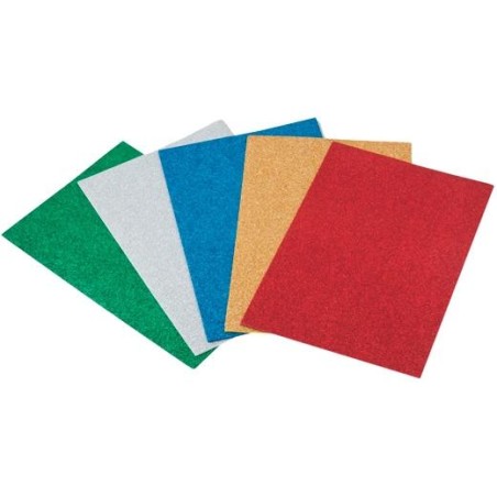 FAIBO GOMA EVA 40X60CM GROSOR 2MM PURPURINA COLORES SURTIDOS BOLSA 5 UD