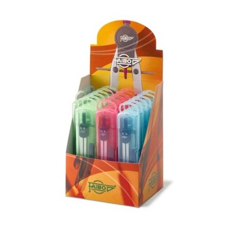 FAIBO COMPÁS 133MM EN ESTUCHE DE PLÁSTICO -COLORES SURTIDOS-