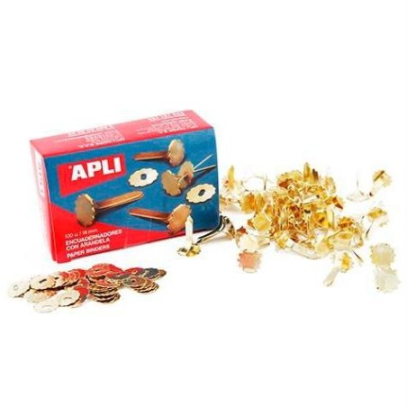 APLI ENCUADERNADORES METÁLICOS CON ARANDELA DORADOS 25MM - 100UD-