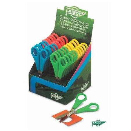 FAIBO TIJERAS ESCOLARES 13CM SIMÉTRICAS MANGO C/SURTIDOS
