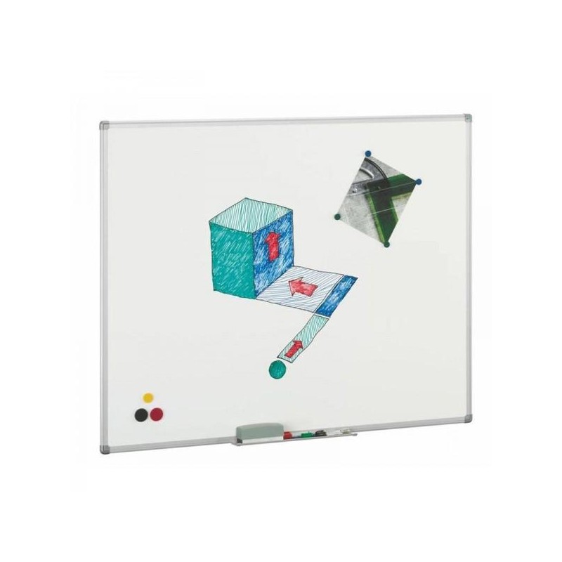 FAIBO PIZARRA BLANCA ACERO VITRIFICADA APTA PARA IMANES MARCO DE ALUMINIO 122X200CM