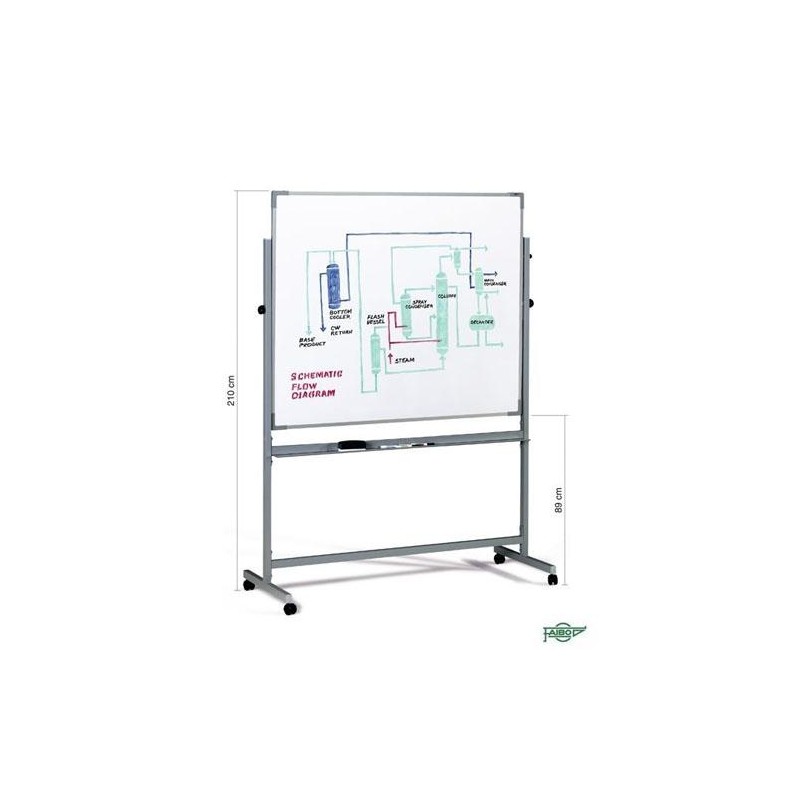 FAIBO PIZARRA BLANCA ESTRATIFICADA LAS DOS SUPERFICIES VOLTEABLE MARCO DE ALUMINIO CON CAJETÍN 122X100 CM (CON SOPORTE)