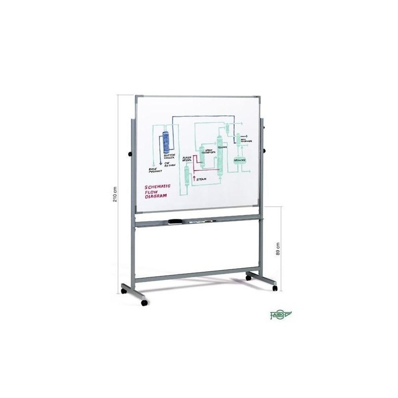 FAIBO PIZARRA BLANCA ESTRATIFICADA LAS DOS SUPERFICIES VOLTEABLE MARCO DE ALUMINIO CON CAJETÍN 122X200CM (CON SOPORTE)