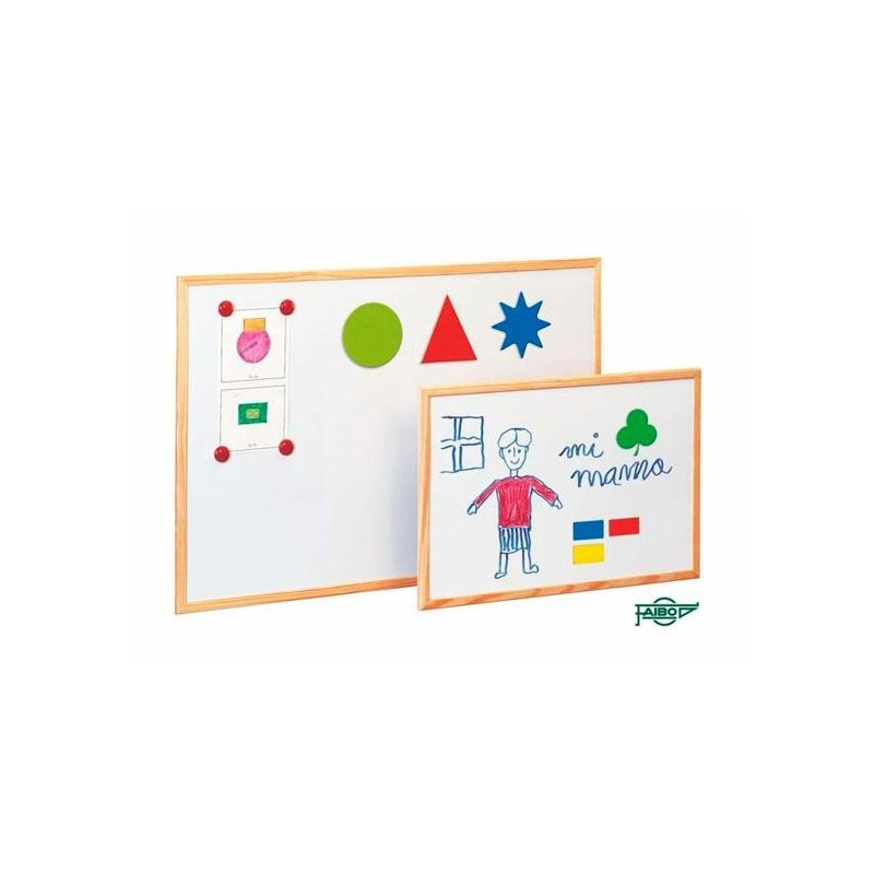 FAIBO PIZARRA METÁLICA BLANCA ECONÓMICA 40X60CM MARCO DE MADERA