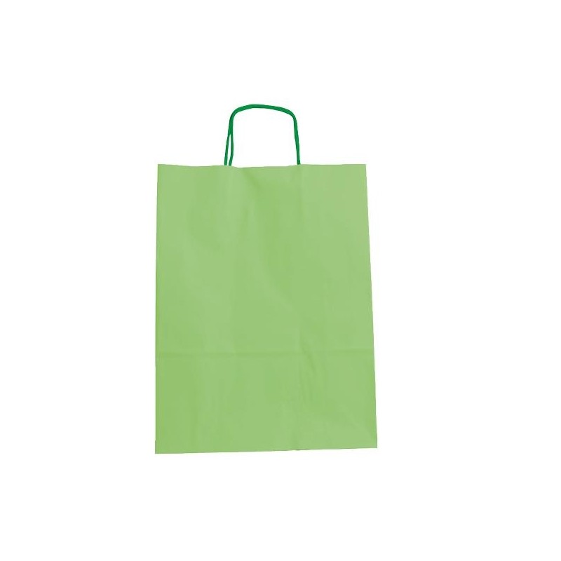 FAMA BOLSA DE ASA RETORCIDA 125GR 15X8X21CM PAPEL VERDE CLARO