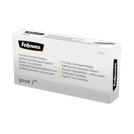 FELLOWES GRAPAS DE CARGA COMPLETA 26/6 PLATA CAJA DE 5000