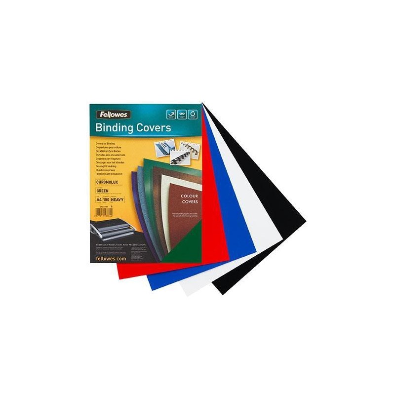 FELLOWES TAPAS ENCUADERNACIÓN CARTÓN GOFRADO 750GR A4 PAQUETE 50 UD NEGRO