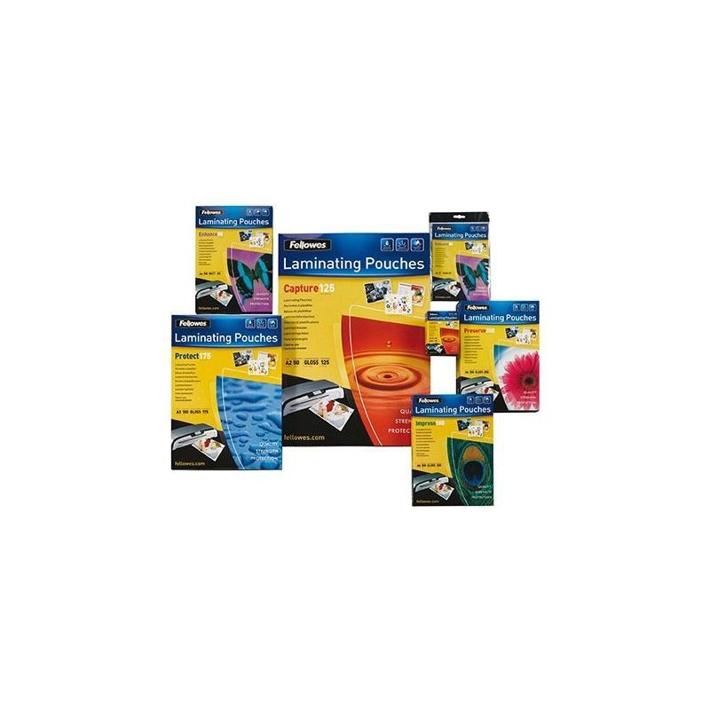 FELLOWES FUNDAS DE PLASTIFICAR 125 MICRAS 65X95MM BRILLO PACK 100 UD