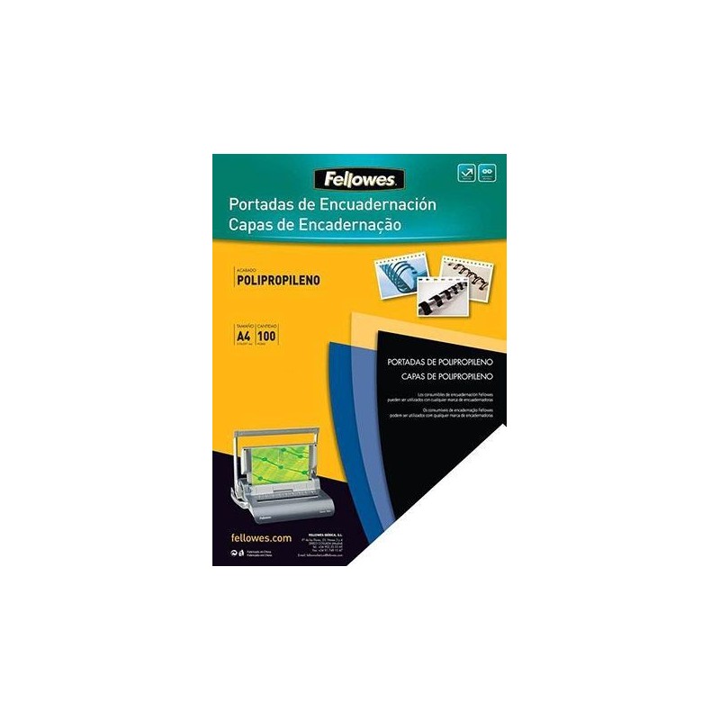 FELLOWES TAPAS ENCUADERNACIÓN A4 PP 280 MICRAS NEGRO PACK 100 UD