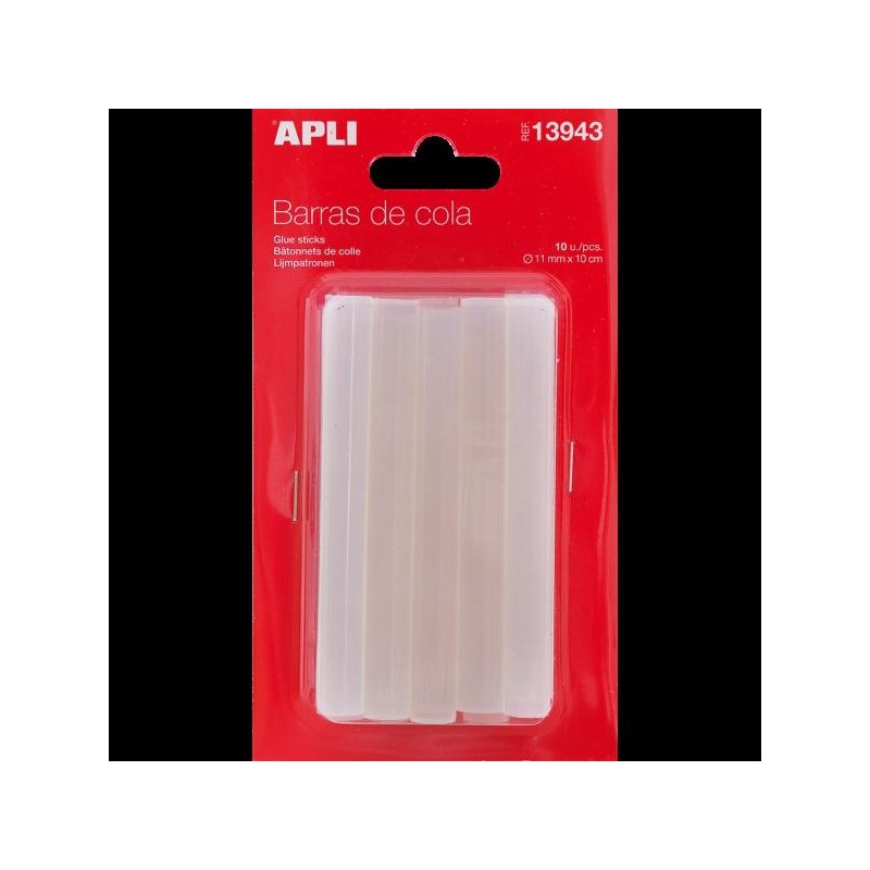 APLI BARRAS DE COLA PARA PISTOLA DE TERMOFUSIBLE TRANSPARENTES Ø11MM X 10CM -10U-