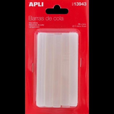 APLI BARRAS DE COLA PARA PISTOLA DE TERMOFUSIBLE TRANSPARENTES Ø11MM X 10CM -10U-