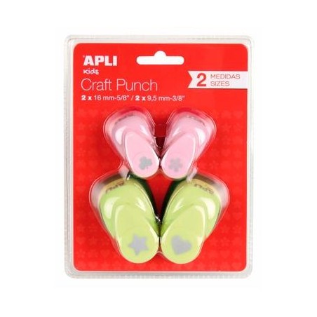 APLI PERFORADORA 1 AGUJERO FORMAS SURTIDAS 16MM/9,5MM DIAMETRO -PACK 4 UD-