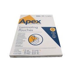FELLOWES FUNDAS DE PLASTIFICAR APEX 80 MICRAS A4 BRILLO PACK 100 UD