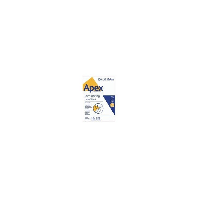 FELLOWES FUNDAS DE PLASTIFICAR APEX 125 MICRAS A3 BRILLO PACK 100 UD