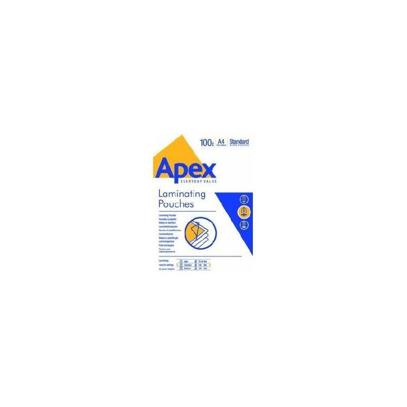 FELLOWES FUNDAS DE PLASTIFICAR APEX 125 MICRAS A4 BRILLO PACK 100 UD