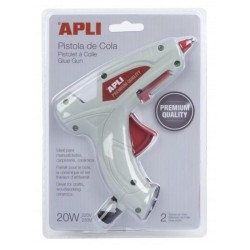 APLI PISTOLA DE SILICONA CALIENTE BLANCA 20W + 2 BARRAS