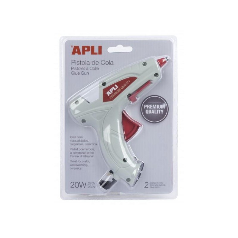 APLI PISTOLA DE SILICONA CALIENTE BLANCA 20W + 2 BARRAS