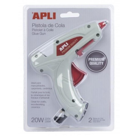APLI PISTOLA DE SILICONA CALIENTE BLANCA 20W + 2 BARRAS