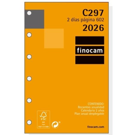 FINOCAM RECAMBIO ANUAL AGENDA DE ANILLAS CLASSIC C297 602-73X114MM 2DP 2026