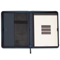 FINOCAM PORTADOCUMENTOS NOPAL CREMALLERA A4 IMITACIÓN CUERO AZUL MARINO