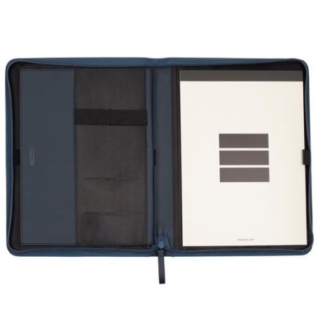 FINOCAM PORTADOCUMENTOS NOPAL CREMALLERA A4 IMITACIÓN CUERO AZUL MARINO