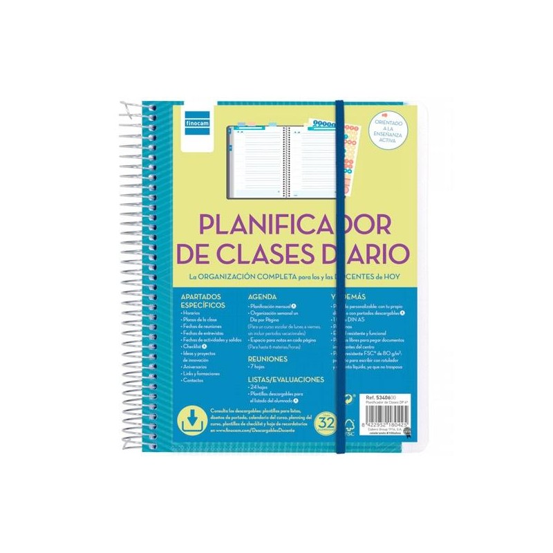 FINOCAM CUADERNO PLANIFICADOR DE CLASES DIARIO 1/4 1DP ESPIRAL T/POLIPROPILENO ESPAÑOL