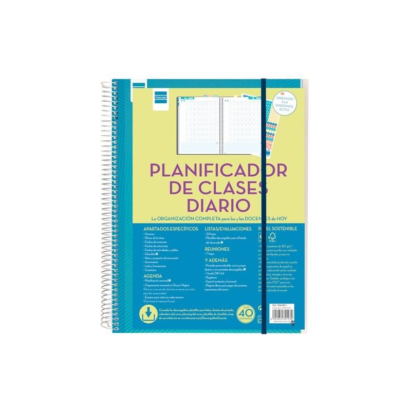 FINOCAM PLANIFICADOR DE CLASES DIARIO DOCENTE ESPIRAL 230X310MM 1DP 199 JORNADAS LECTIVAS