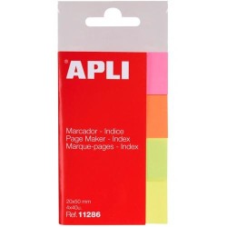 APLI MARCADORES DE PÁGINA 50X20MM 4 COLORES FLUORESCENTES 40 HOJAS POR COLOR