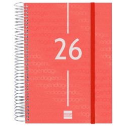 FINOCAM AGENDA ESPIRAL YEAR E10-155X212MM 1DP TAPA PP ROJO 2026