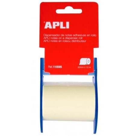APLI DISPENSADOR DE NOTAS ADHESIVAS EN ROLLO 60MMX10M AMARILLO PASTEL