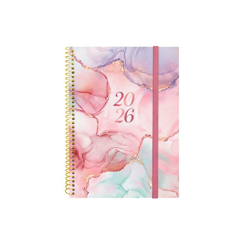 FINOCAM AGENDA ESPIRAL DESIGN COLLECTION E10-155X212MM SVH TAPA PP GOLDY 2026