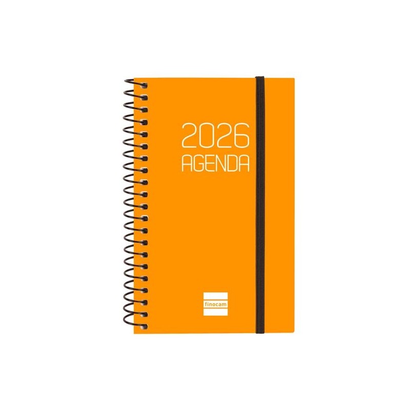 FINOCAM AGENDA ESPIRAL OPAQUE E3-79X127MM SVH TAPA PP NARANJA 2026