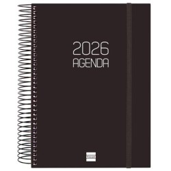 FINOCAM AGENDA ESPIRAL OPAQUE E10-155X212MM 1DP TAPA PP NEGRO 2026