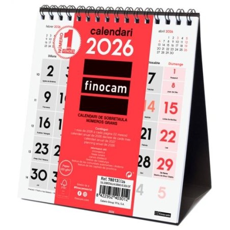FINOCAM CALENDARIO DE SOBREMESA NÚMEROS GRANDES XS-140X150MM MV NEUTRO 2026 CATALÁN